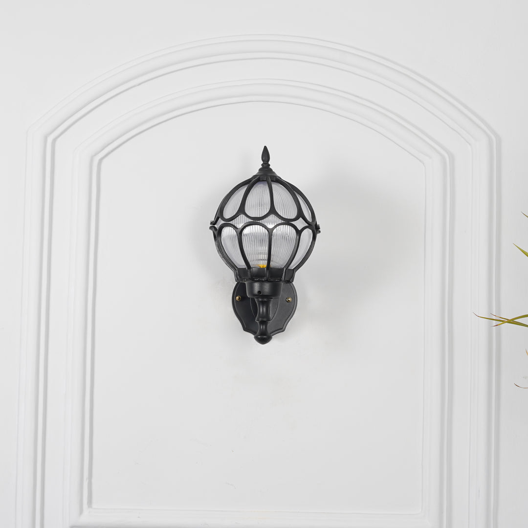 BRINDOX Decorative Aluminum Outdoor Wall Lamp in Black Finish