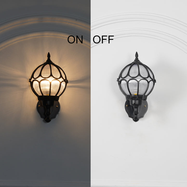 BRINDOX Decorative Aluminum Outdoor Wall Lamp in Black Finish