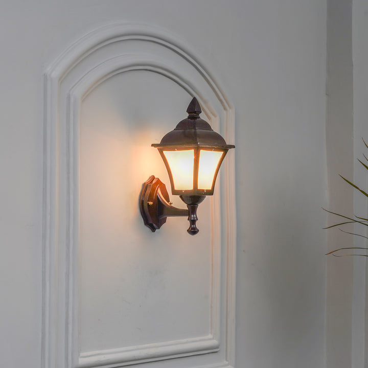 MARNOT Decorative Aluminum Outdoor Wall Lamp in Brown Finish