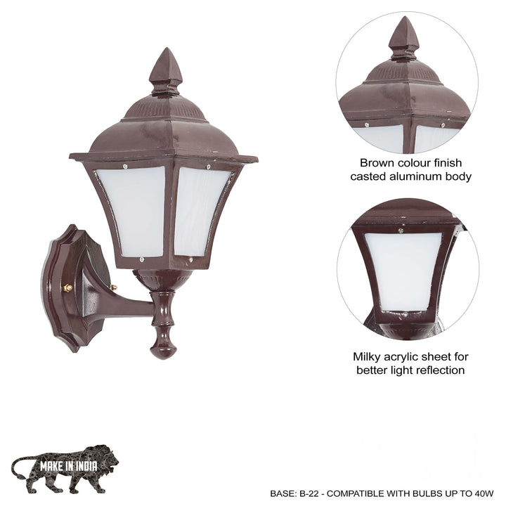 MARNOT Decorative Aluminum Outdoor Wall Lamp in Brown Finish