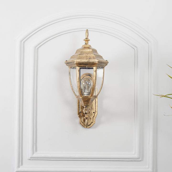 GRIVALE Decorative Aluminium Outdoor Wall Lamp in  Antique Gold Finish