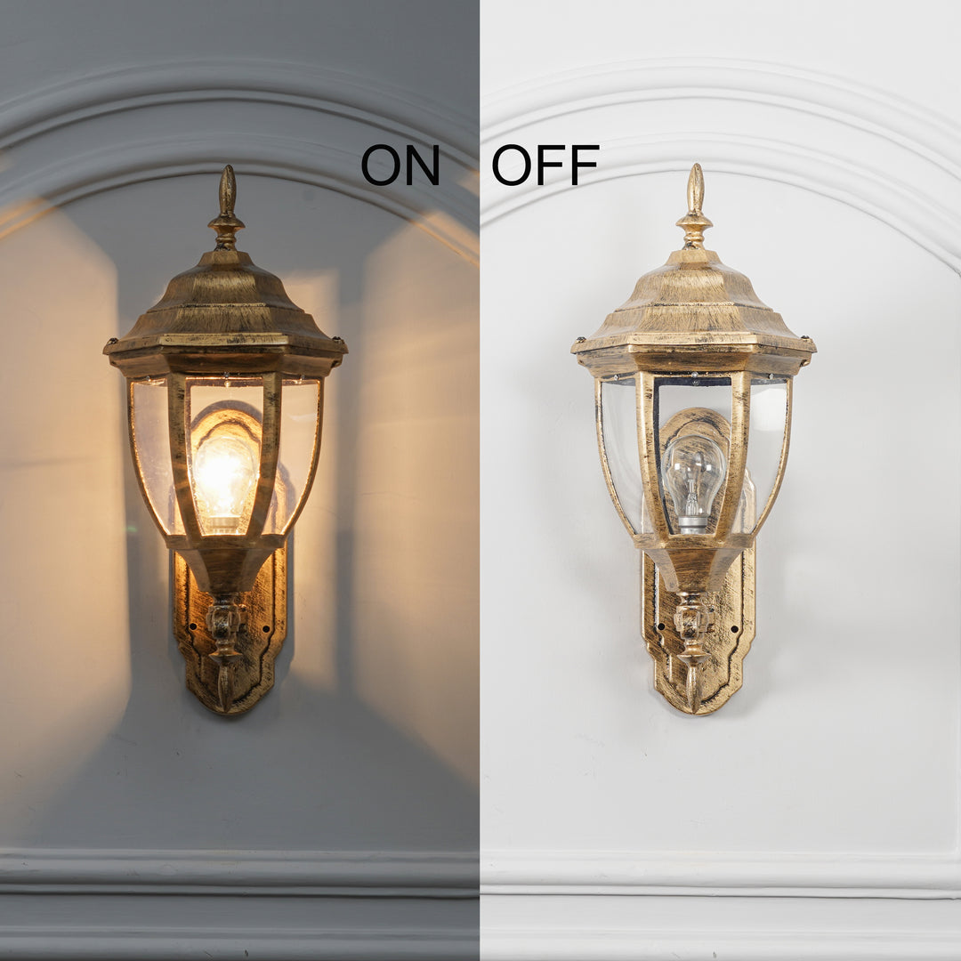GRIVALE Decorative Aluminium Outdoor Wall Lamp in  Antique Gold Finish