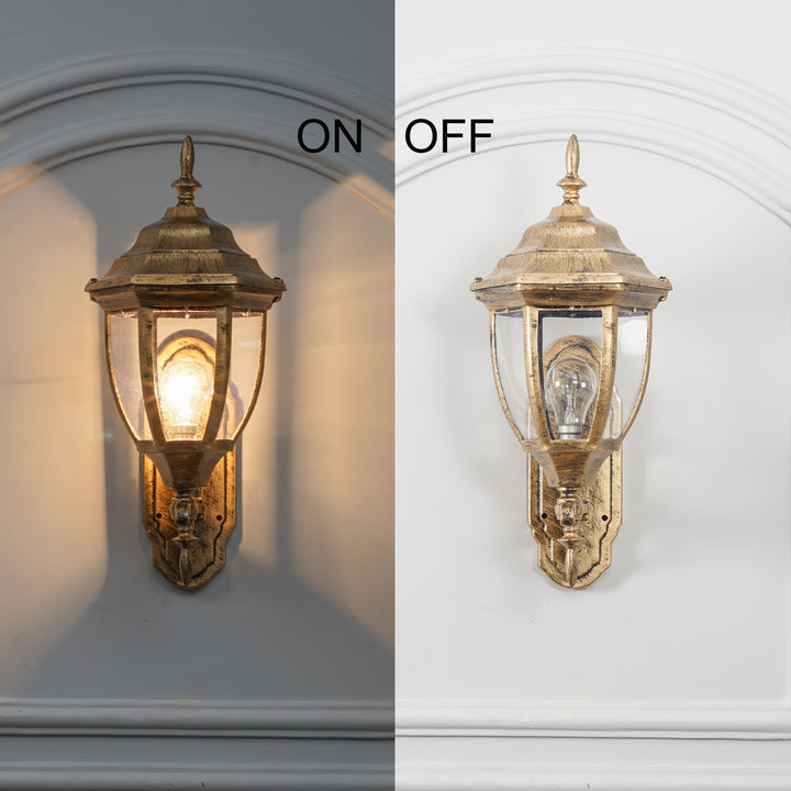 GRIVALE Decorative Aluminium Outdoor Wall Lamp in  Antique Gold Finish