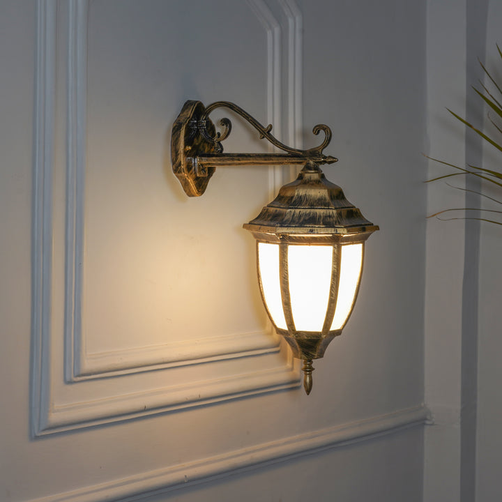 QUILVEX Decorative Aluminium Outdoor Wall Lamp in  Antique Gold Finish