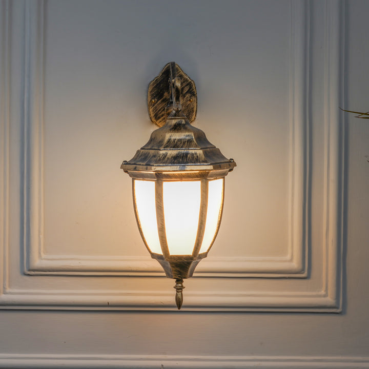 QUILVEX Decorative Aluminium Outdoor Wall Lamp in  Antique Gold Finish