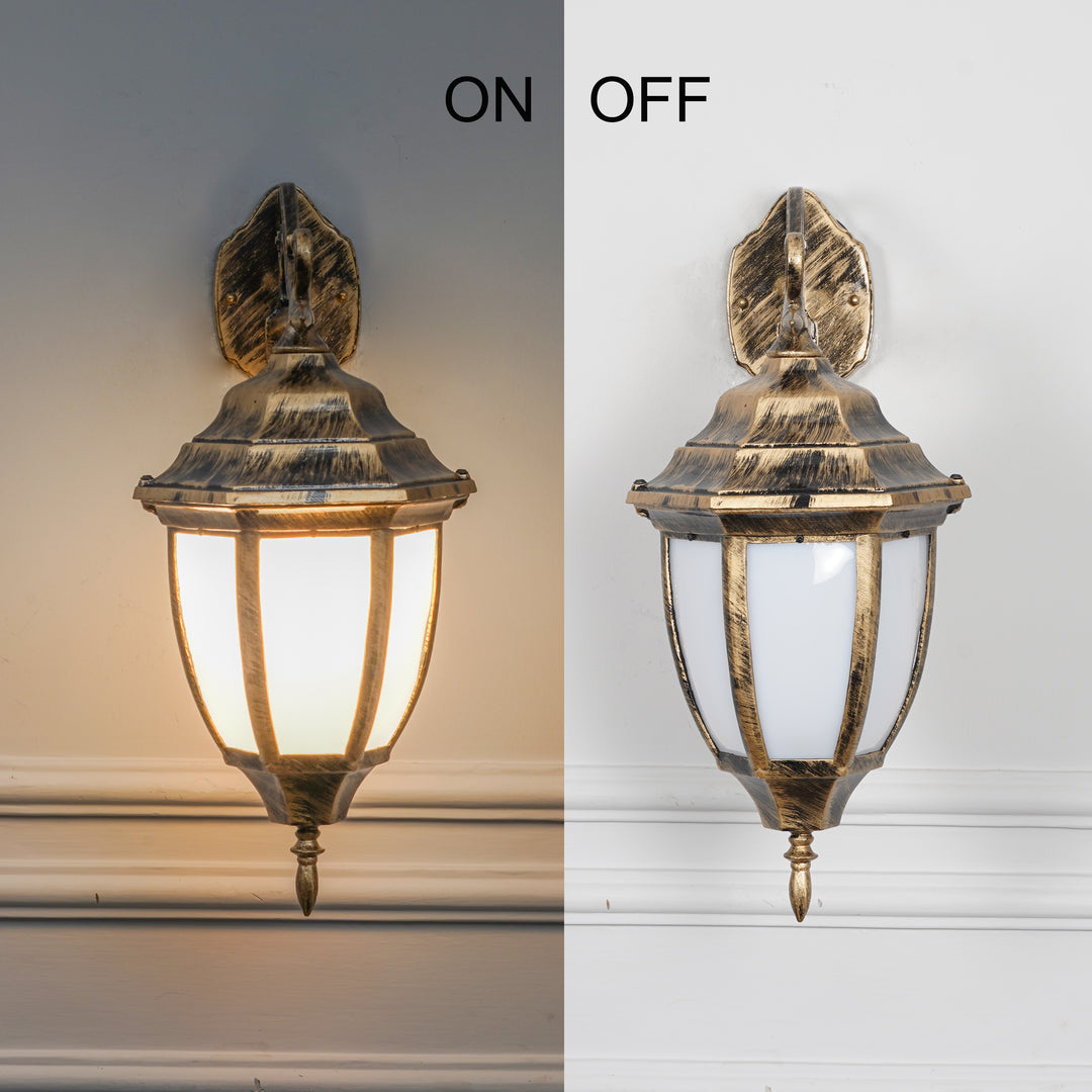 QUILVEX Decorative Aluminium Outdoor Wall Lamp in  Antique Gold Finish