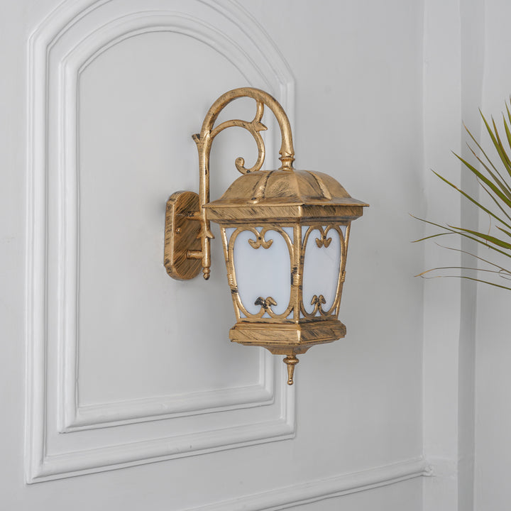 CHAPEL Decorative Aluminium Outdoor Wall Lamp in  Antique Gold Finish