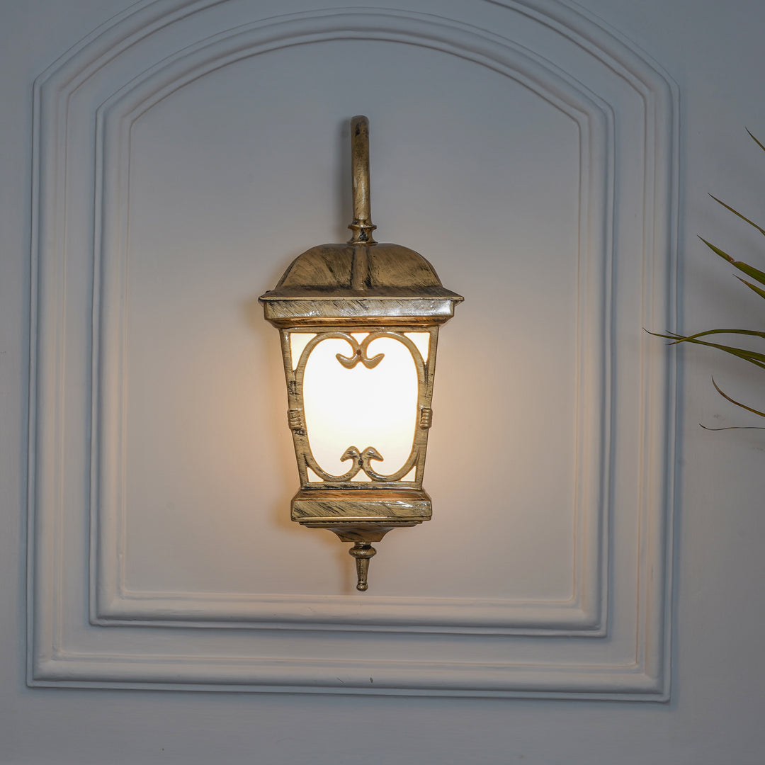 CHAPEL Decorative Aluminium Outdoor Wall Lamp in  Antique Gold Finish