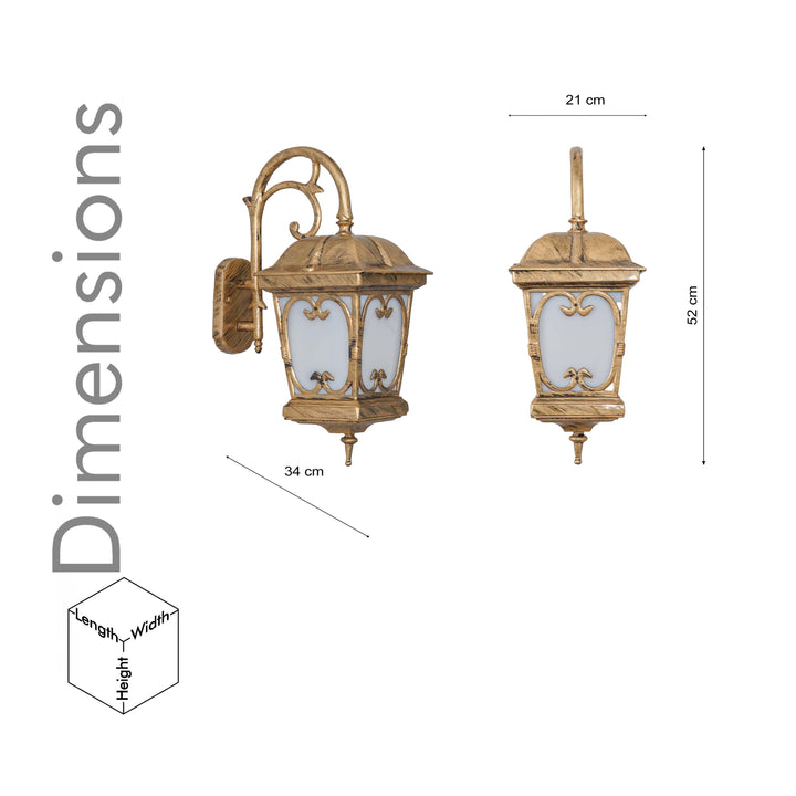 CHAPEL Decorative Aluminium Outdoor Wall Lamp in  Antique Gold Finish