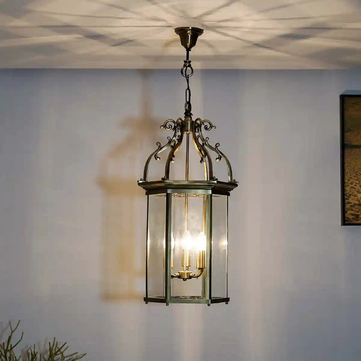 Moorgate 3 Light Dual Mount Ceiling Pendant in Antique Brass Finish