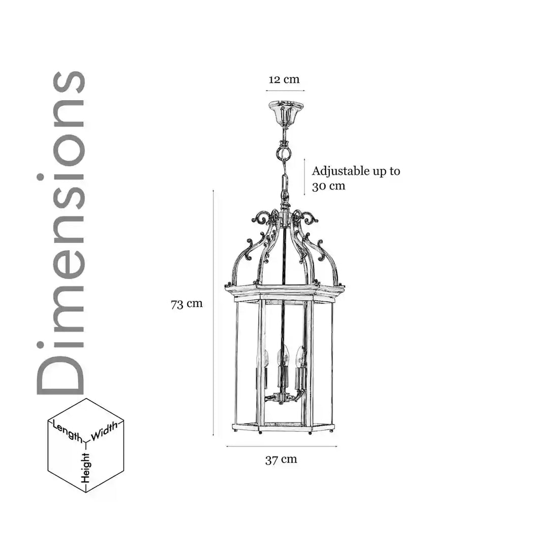 Moorgate 3 Light Dual Mount Ceiling Pendant in Antique Brass Finish