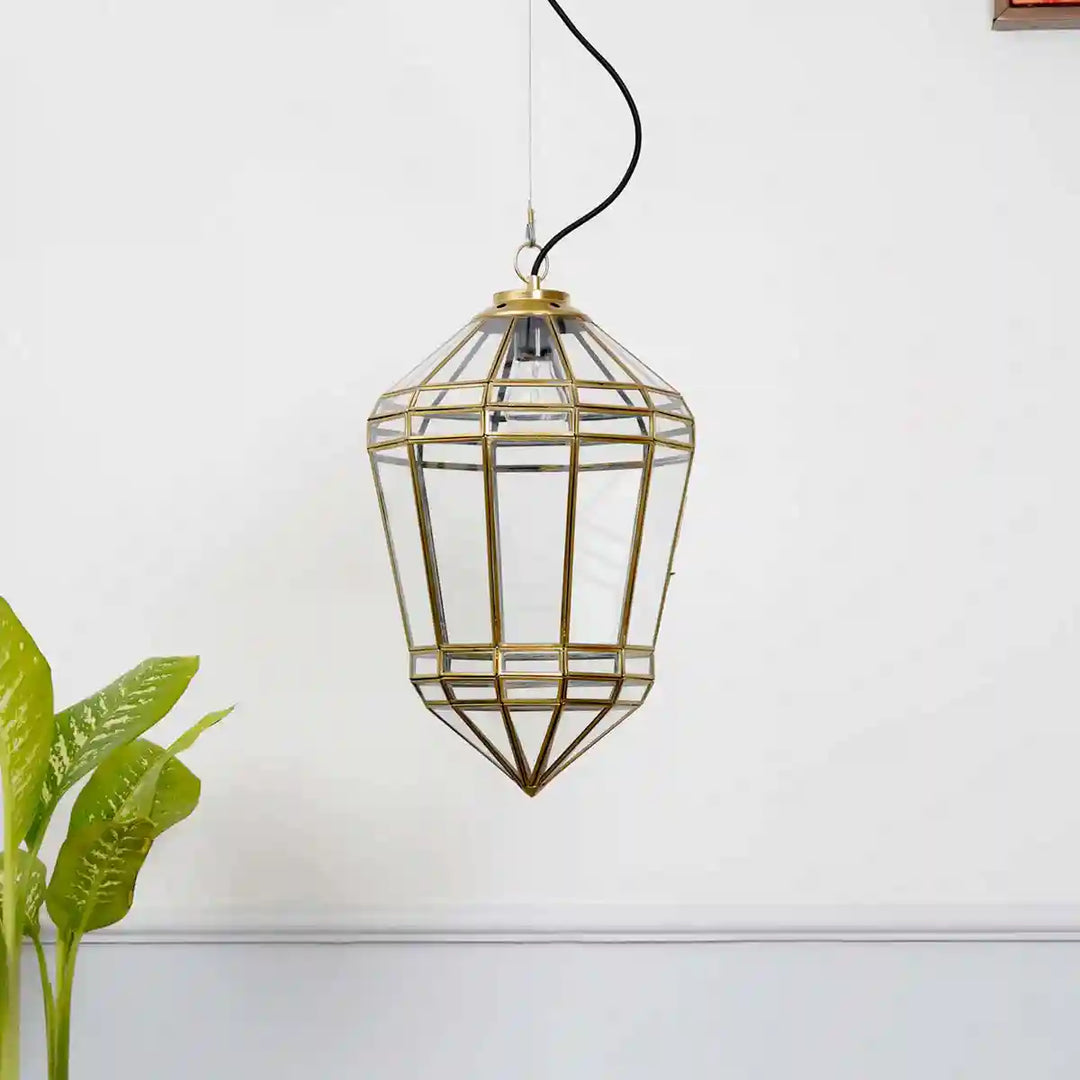 Nolan Brass and Glass Lantern Pendant Light