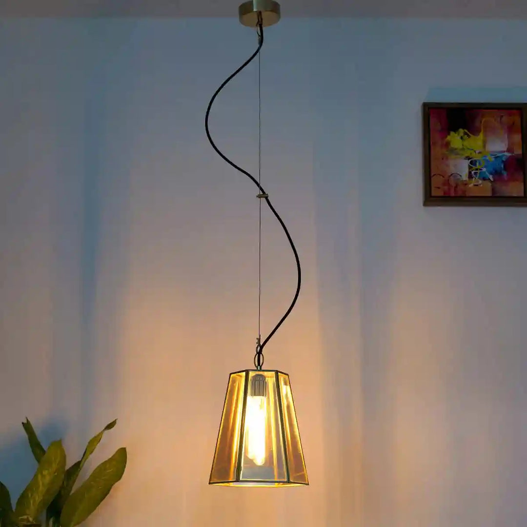 Brenda Brass and Glass Lantern Pendant Light