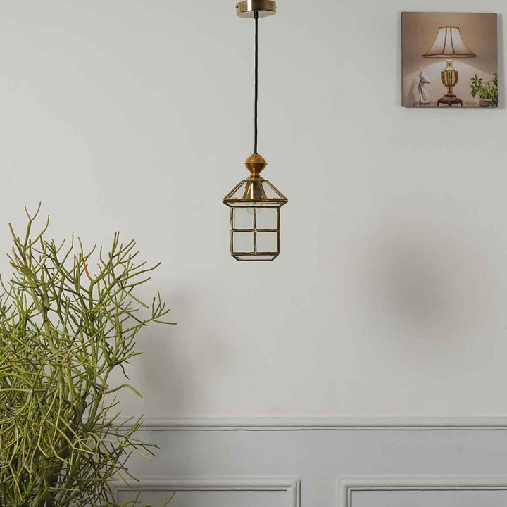 oyager Single Light Ceiling Pendant in Antique Brass Finish