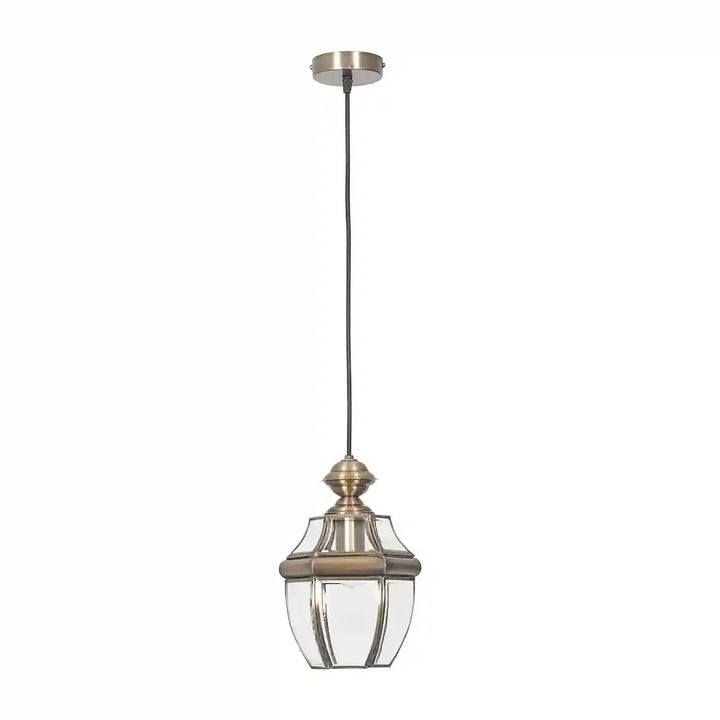 Nolan Single Light Ceiling Lantern Pendant in Antique Brass Finish