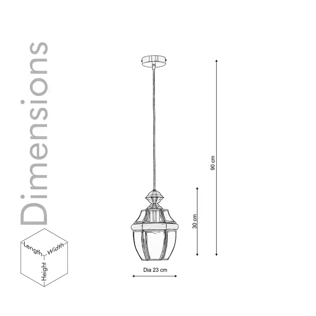 Nolan Single Light Ceiling Lantern Pendant in Antique Brass Finish