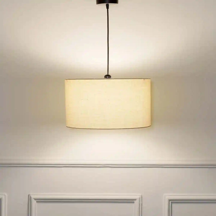 Designer Solid Colour Linen Shade Pendant Light With Off White Cotton Shade