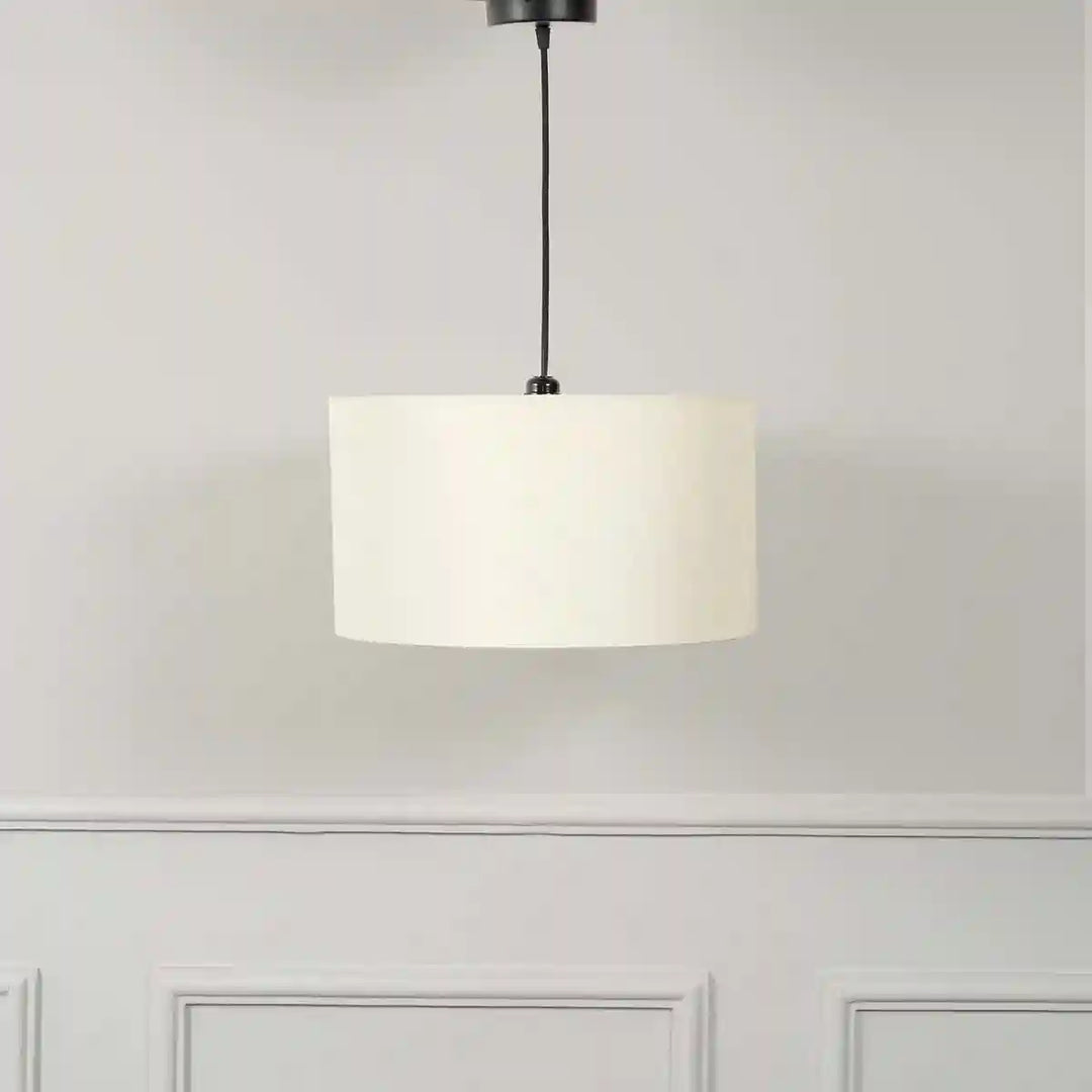 Designer Solid Colour Linen Shade Pendant Light With Off White Cotton Shade