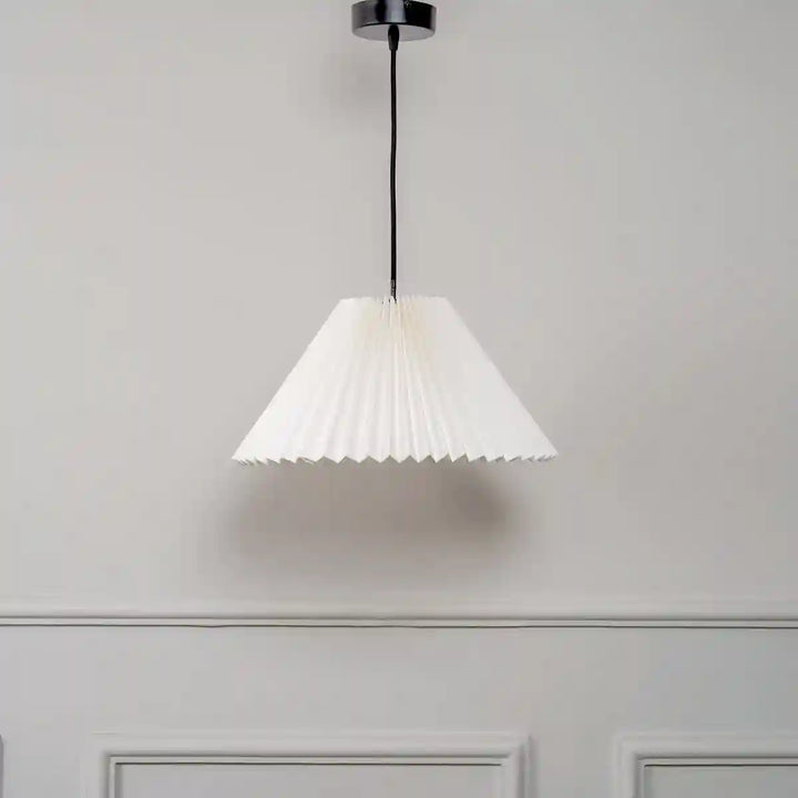 Designer Solid Soft Pleated Shade Pendant Light With Off White Cotton Shade