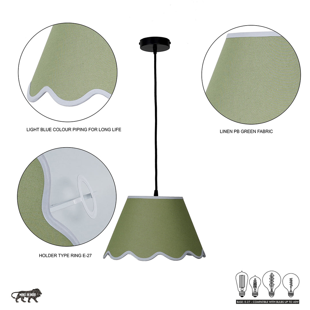 Blair scalloped Edges Green Shade Pendant Light