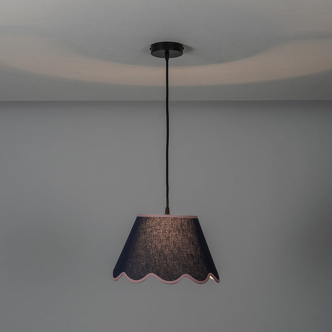 Blair scalloped edges Black Shade Pendant Light