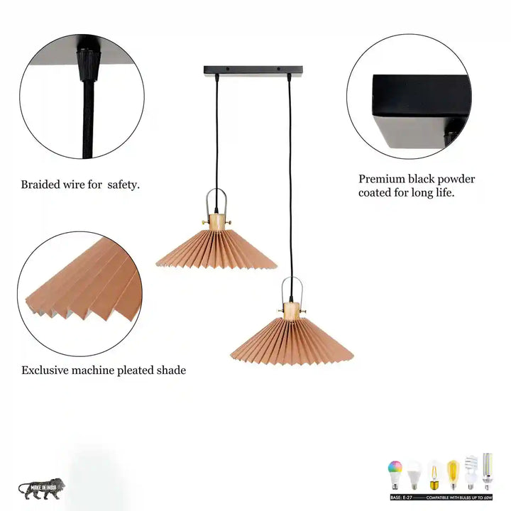 Patrice Fabric and Metal Pendant Light