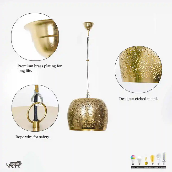 Hamisphere Etching Metal pendant Light