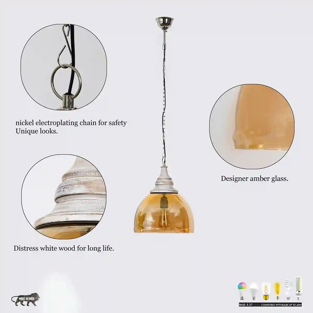 Haunt Amber Finish Glass Pendant Light