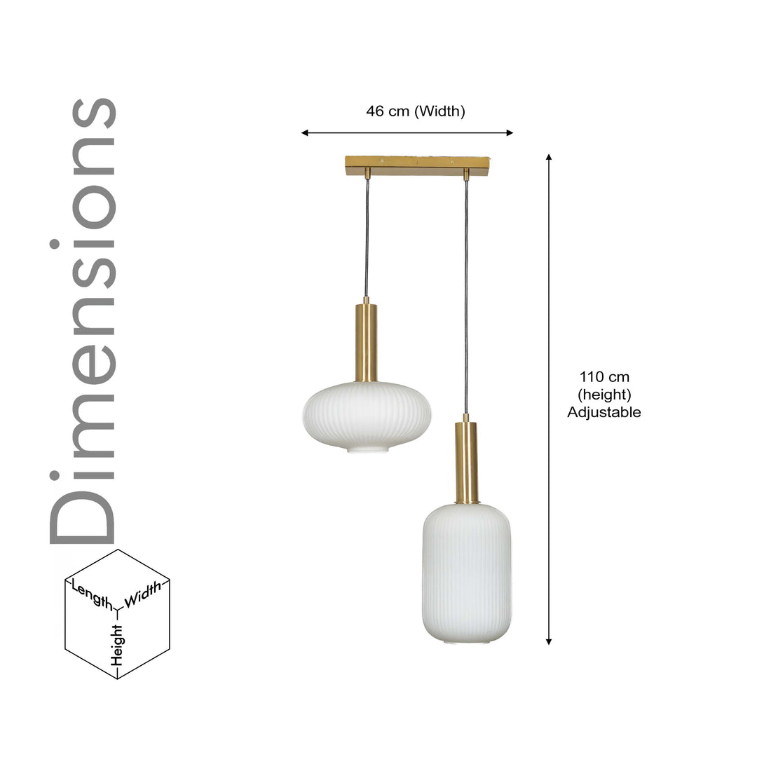 MALOTO 2 Light Frosted White Luster and Brass Hanging Pendant Light