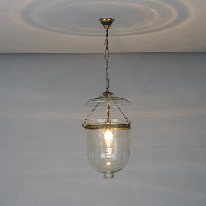 NOLAN Diamond Cut Ceiling Pendant Light in Clear & Brass Finish