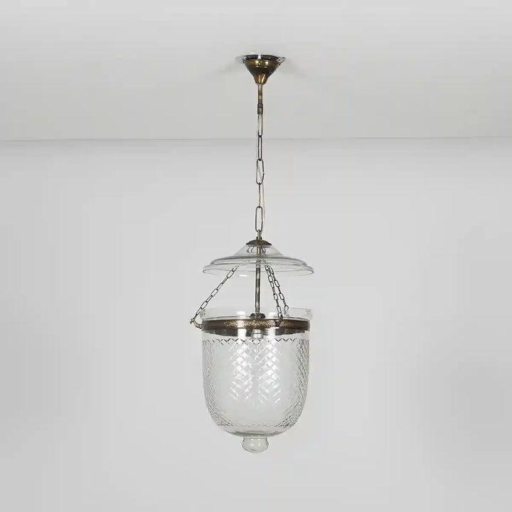 Nolan Diamond Cut Ceiling Pendant Light in Clear & Brass Finish