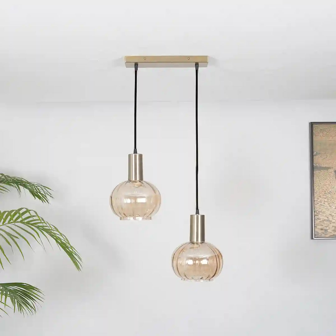 Opaline 2 Light Globe Linear Cluster Hanging Pendant Light