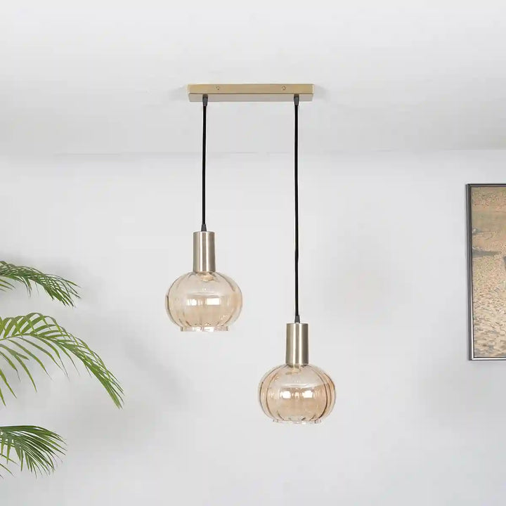 Opaline 2 Light Globe Linear Cluster Hanging Pendant Light