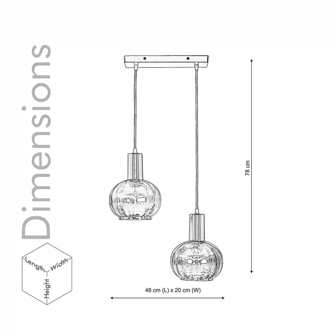 Opaline 2 Light Globe Linear Cluster Hanging Pendant Light