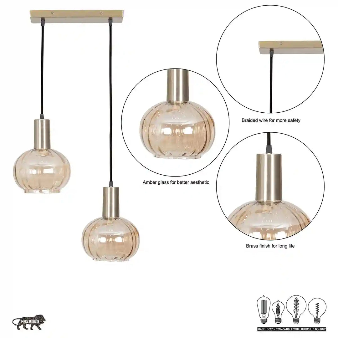 Opaline 2 Light Globe Linear Cluster Hanging Pendant Light