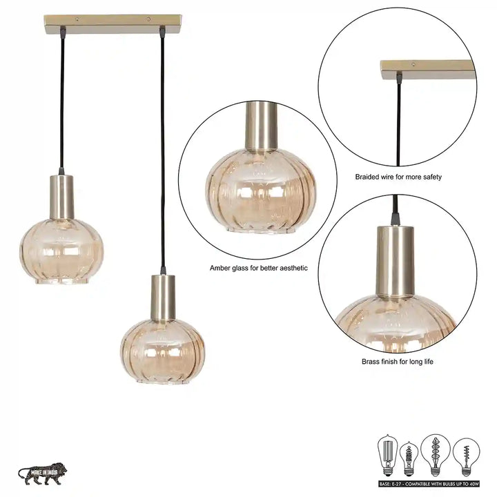 Opaline 2 Light Globe Linear Cluster Hanging Pendant Light