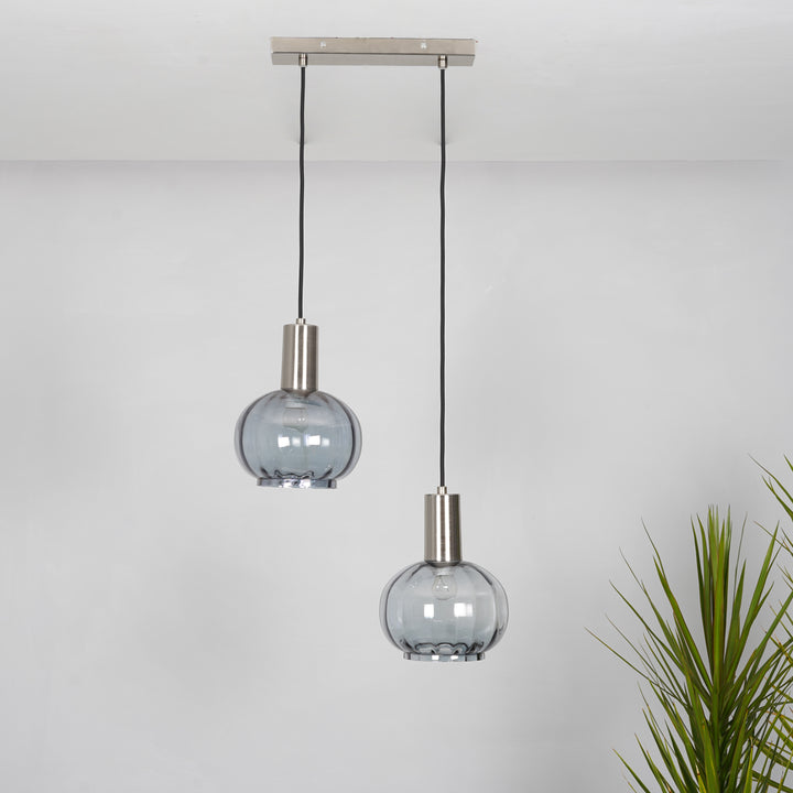 OPALINE 2 Light Globe Linear Cluster Hanging Pendant Light