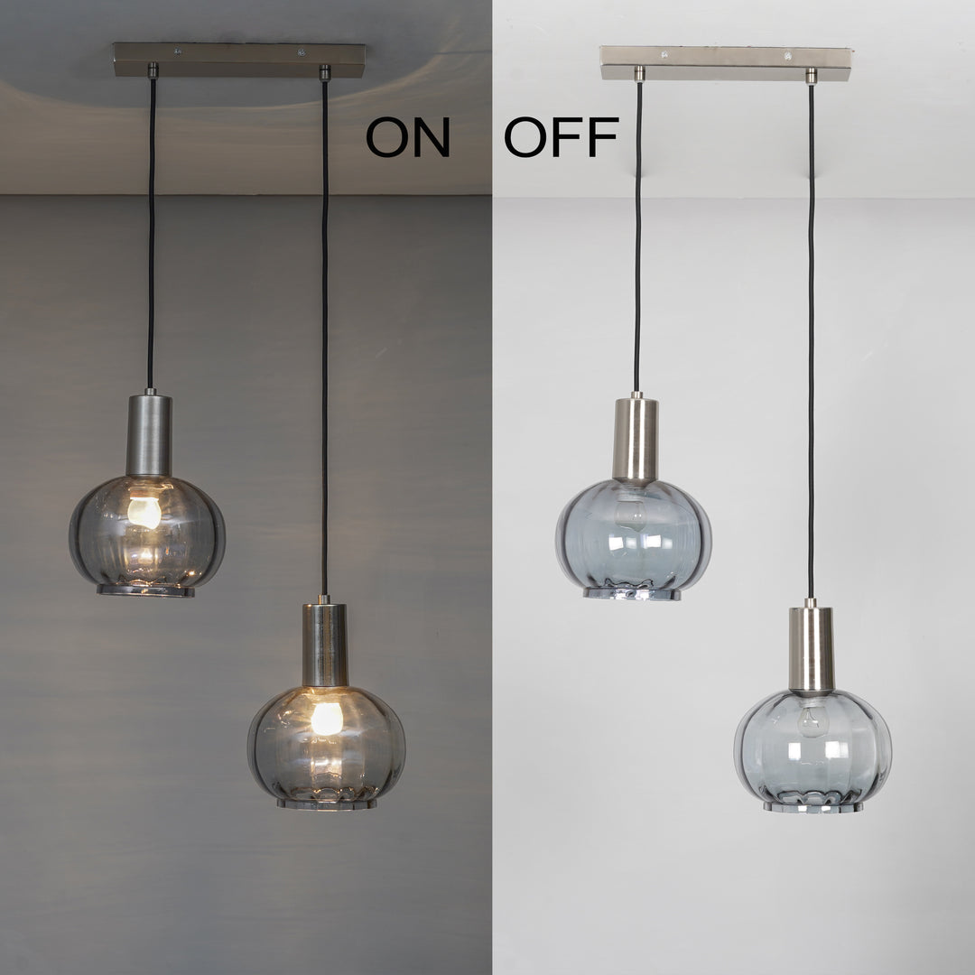 OPALINE 2 Light Globe Linear Cluster Hanging Pendant Light