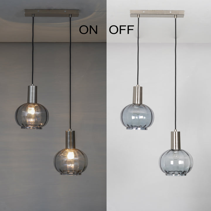 OPALINE 2 Light Globe Linear Cluster Hanging Pendant Light