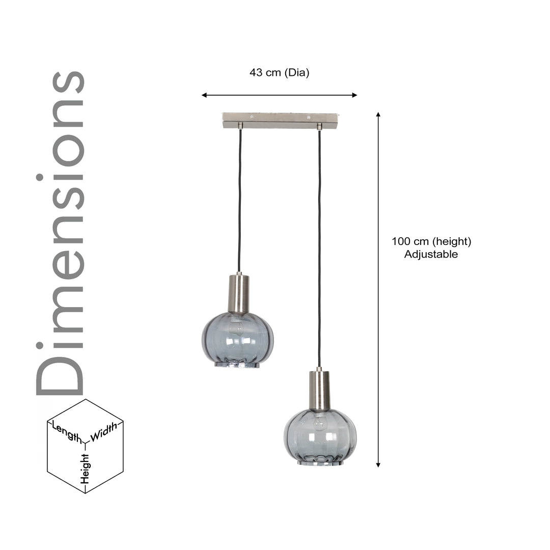 OPALINE 2 Light Globe Linear Cluster Hanging Pendant Light