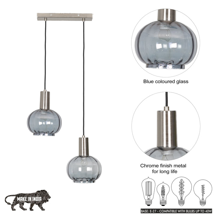 OPALINE 2 Light Globe Linear Cluster Hanging Pendant Light