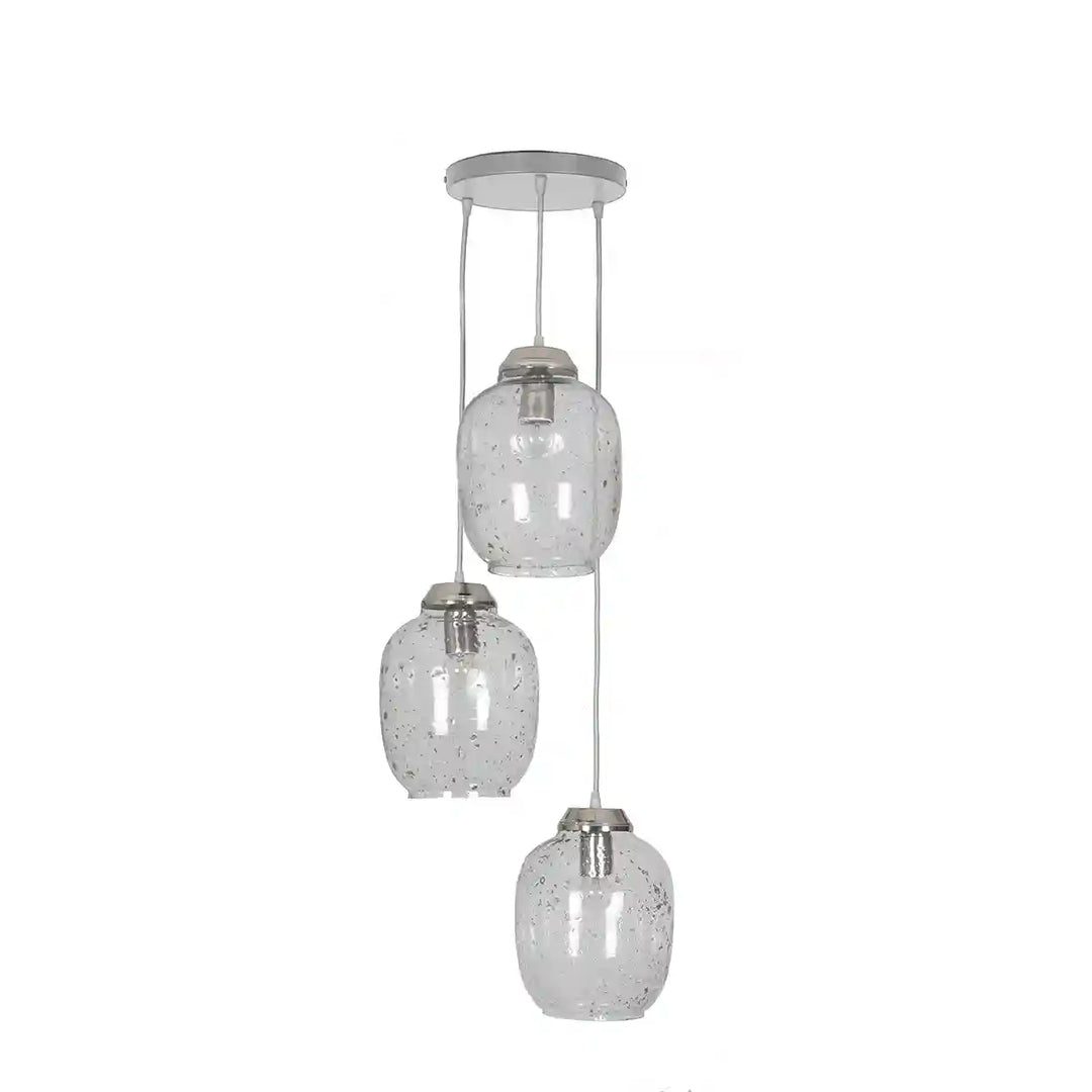 Zara 3 Light Water Drop Transparent Glass Pendant Light