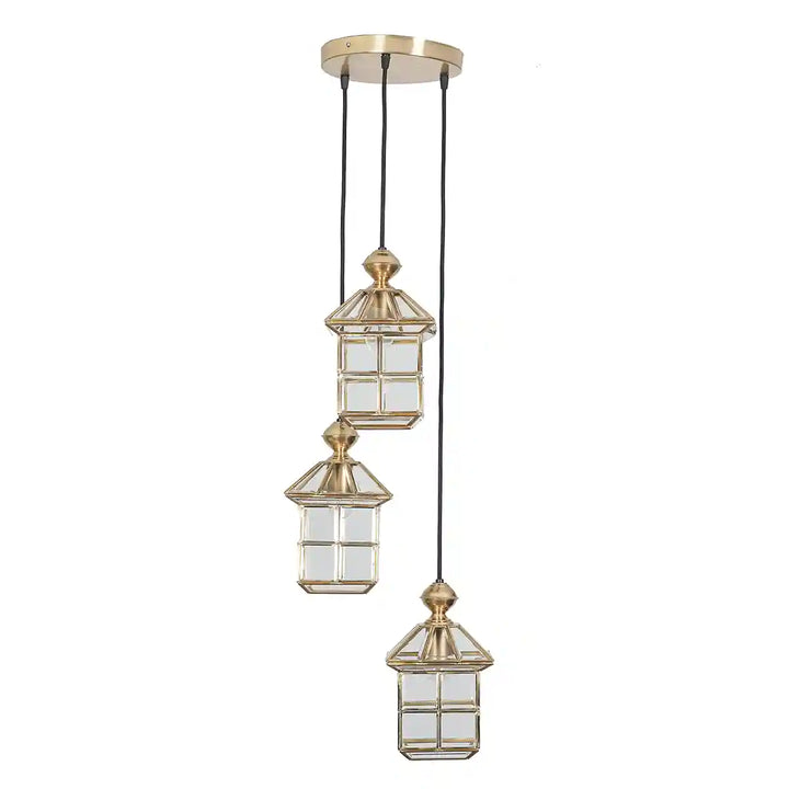 Oyager 3 Light Ceiling Pendant in Antique Brass Finish