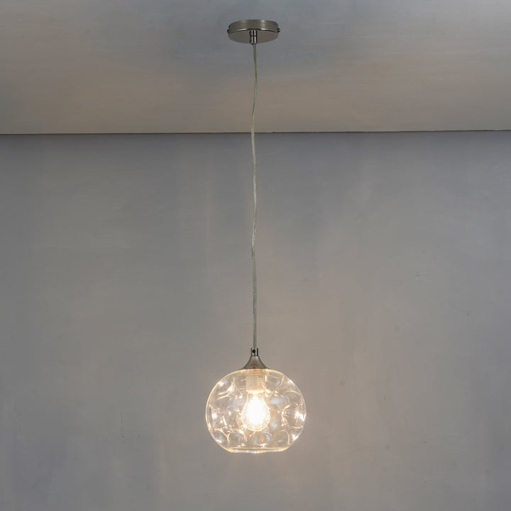 SAVANNAH Modern Single-Light Ceiling Pendant In Stainless Steel With Clear Glass Shade