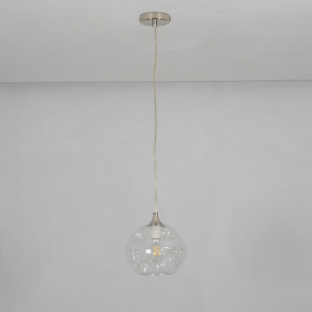 SAVANNAH Modern Single-Light Ceiling Pendant In Stainless Steel With Clear Glass Shade