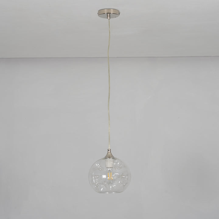 SAVANNAH Modern Single-Light Ceiling Pendant In Stainless Steel With Clear Glass Shade