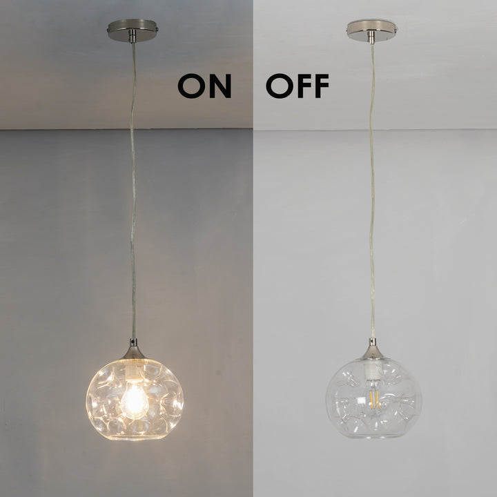 SAVANNAH Modern Single-Light Ceiling Pendant In Stainless Steel With Clear Glass Shade