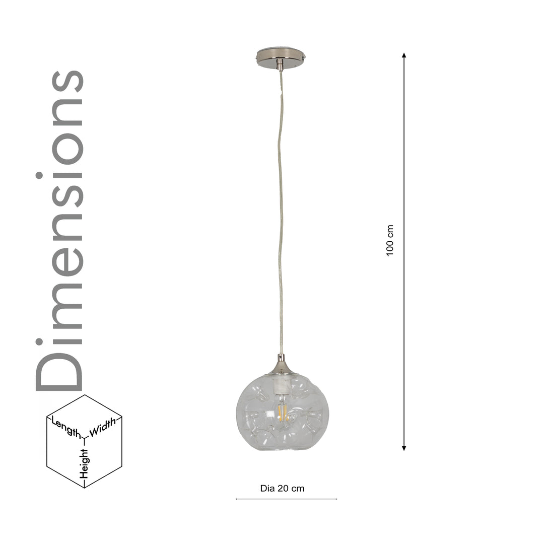 SAVANNAH Modern Single-Light Ceiling Pendant In Stainless Steel With Clear Glass Shade