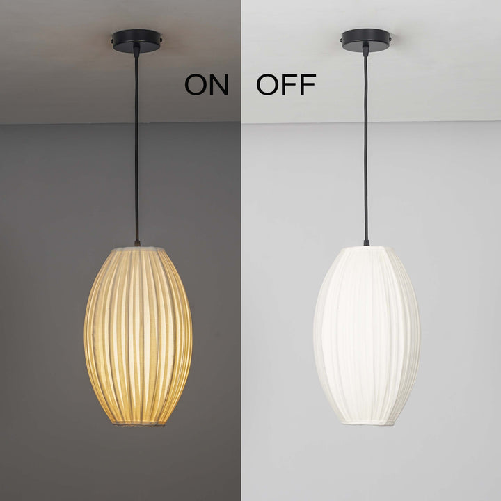 PORCELAIN Modern Single-Light Ceiling Pendant Lamp with White Fabric Shade