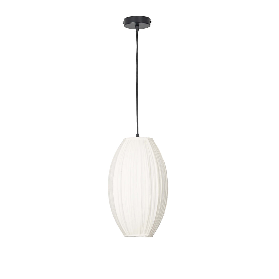 PORCELAIN Modern Single-Light Ceiling Pendant Lamp with White Fabric Shade